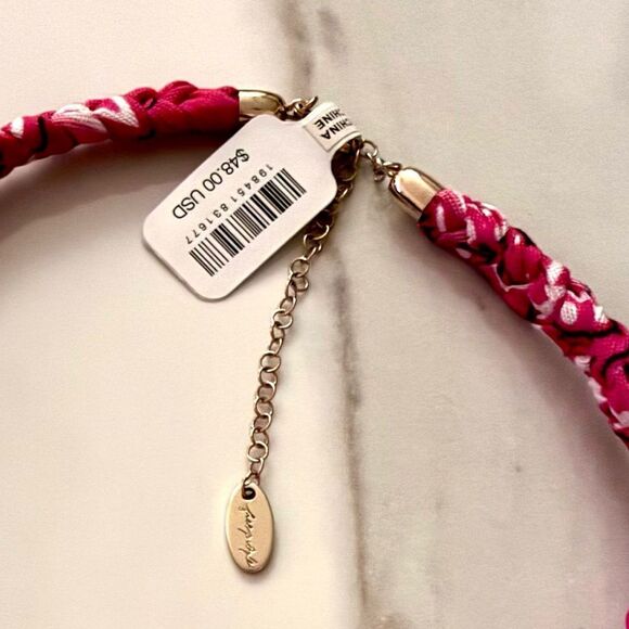 Only 1 Left! NWT Free People Sky Charm Pink Bandana Necklace - Picture 4 of 5